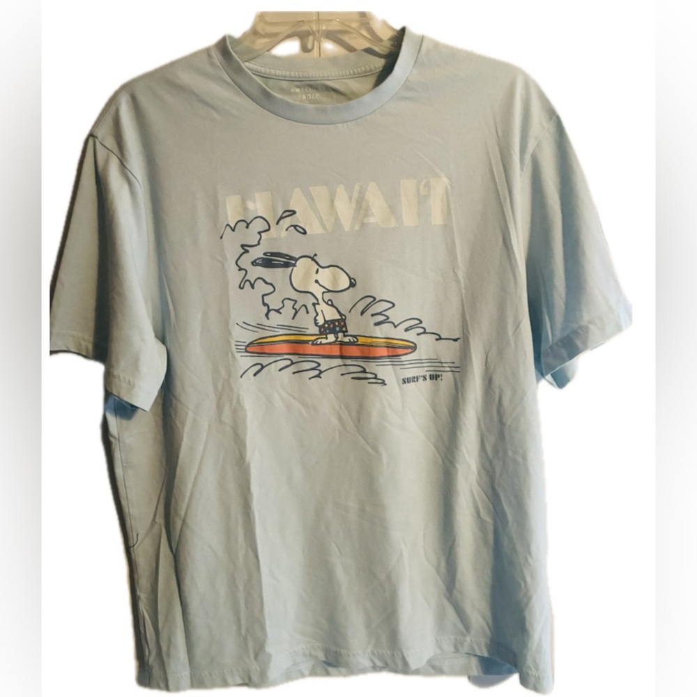 American Eagle Outfitters Blue Snoopy Surfing Hawaii T-Shirt size Lg NWOT